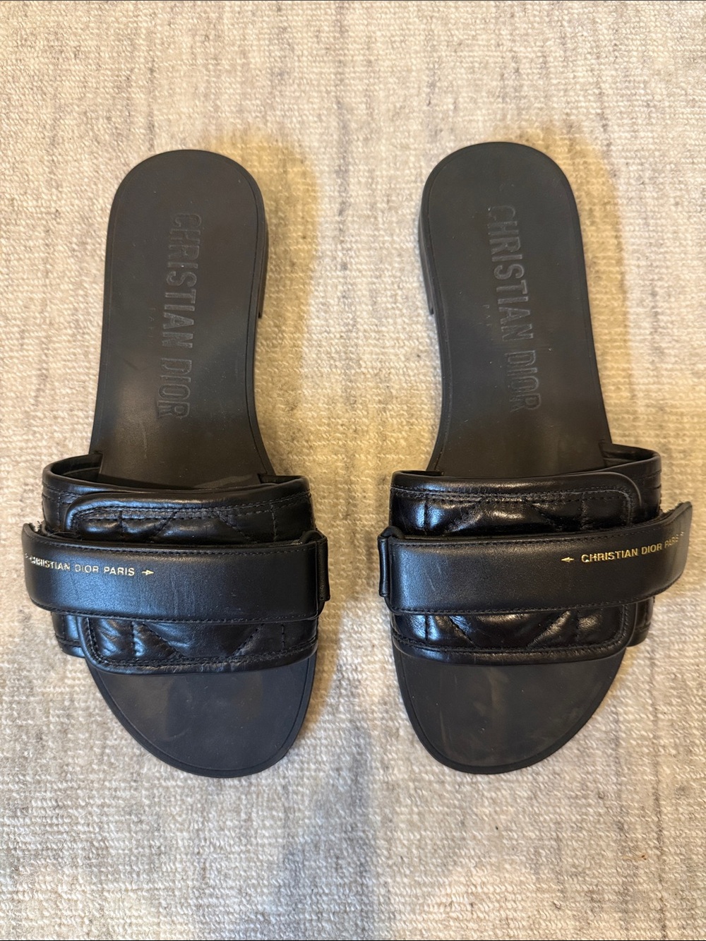 Dior Black Leather Slide Sandals
